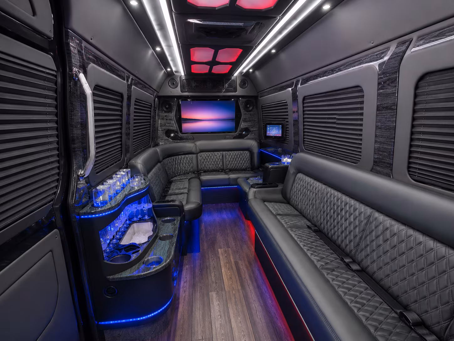 woodbury 40 passenger party bus inside